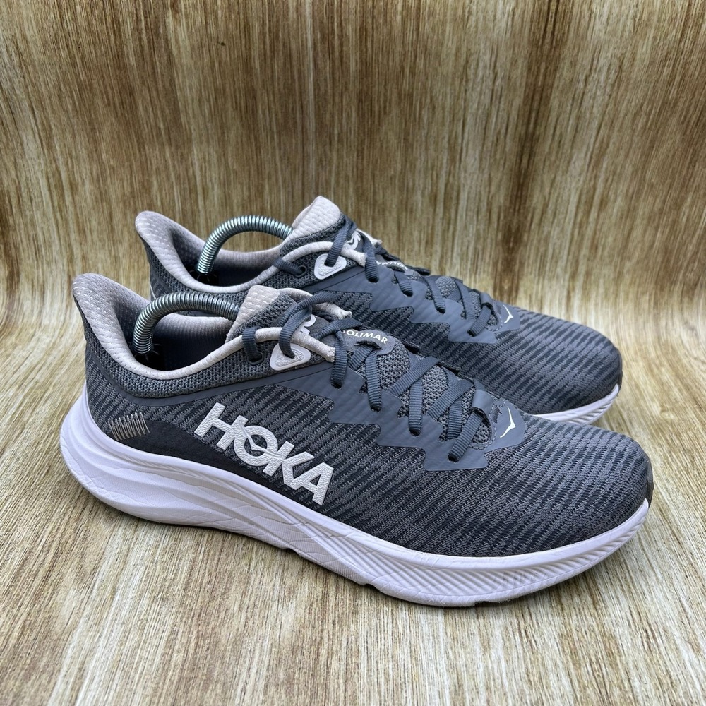 Hoka One One Solimar Running Shoes Mens 9.5 Grey White Mesh Trainers 1123074 ADW